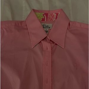 Pink cotton long sleeve shirt button down